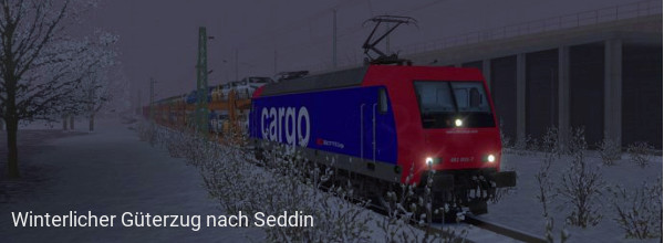 Winterlicher Güterzug nach Seddin